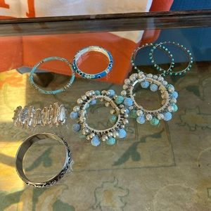 8 beautiful blue bracelets 2 silver colored